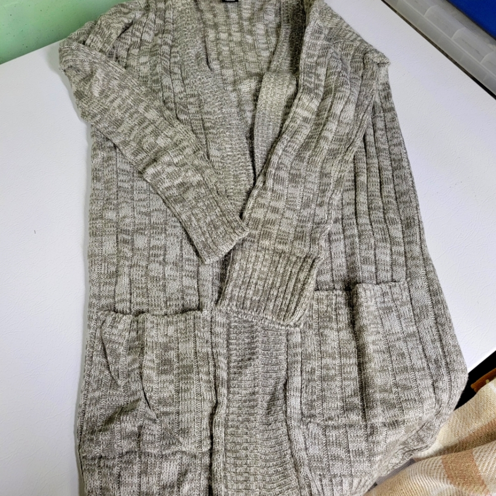 3/$10 Long, open cardigan